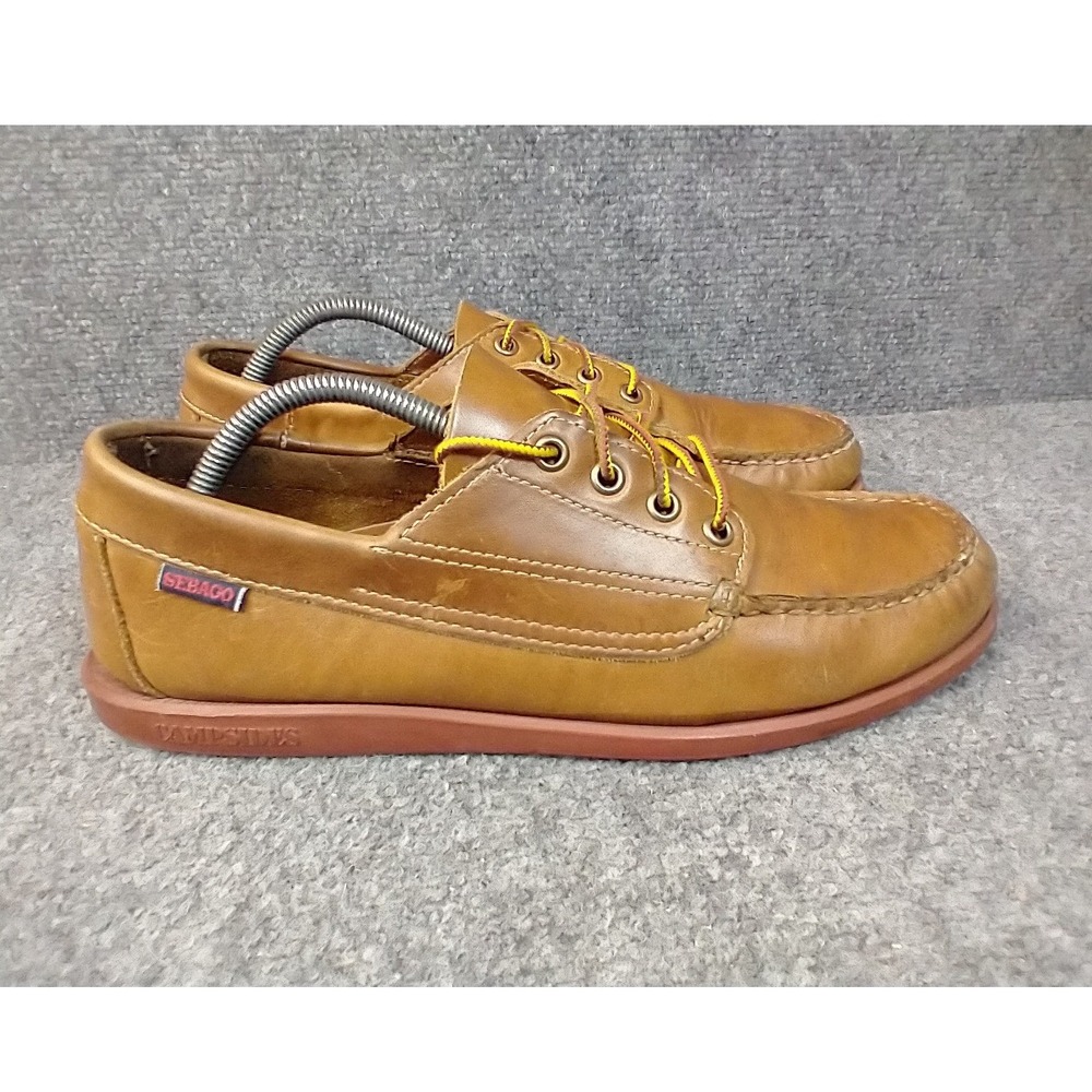 Sebago Campsides Blucher Mocs Men 10 M Tan Leather Lace Up Loafers 69401